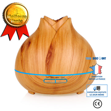 TD® Huile essentielle lampe d'encens instrument d'encens froid grain de bois atomiseur ultrasons humidificateur d'arôme coloré diffu